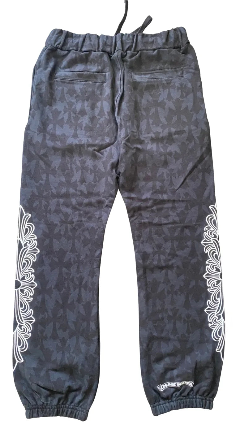 CHROME HEARTS ALL OVER 'CEMETERY PRINT' BLACK SWEATPANTS
