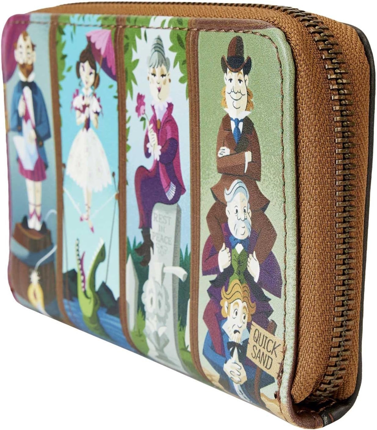 Loungefly Disney Haunted Mansion - Cartera de piel sintética con cierre de cremallera