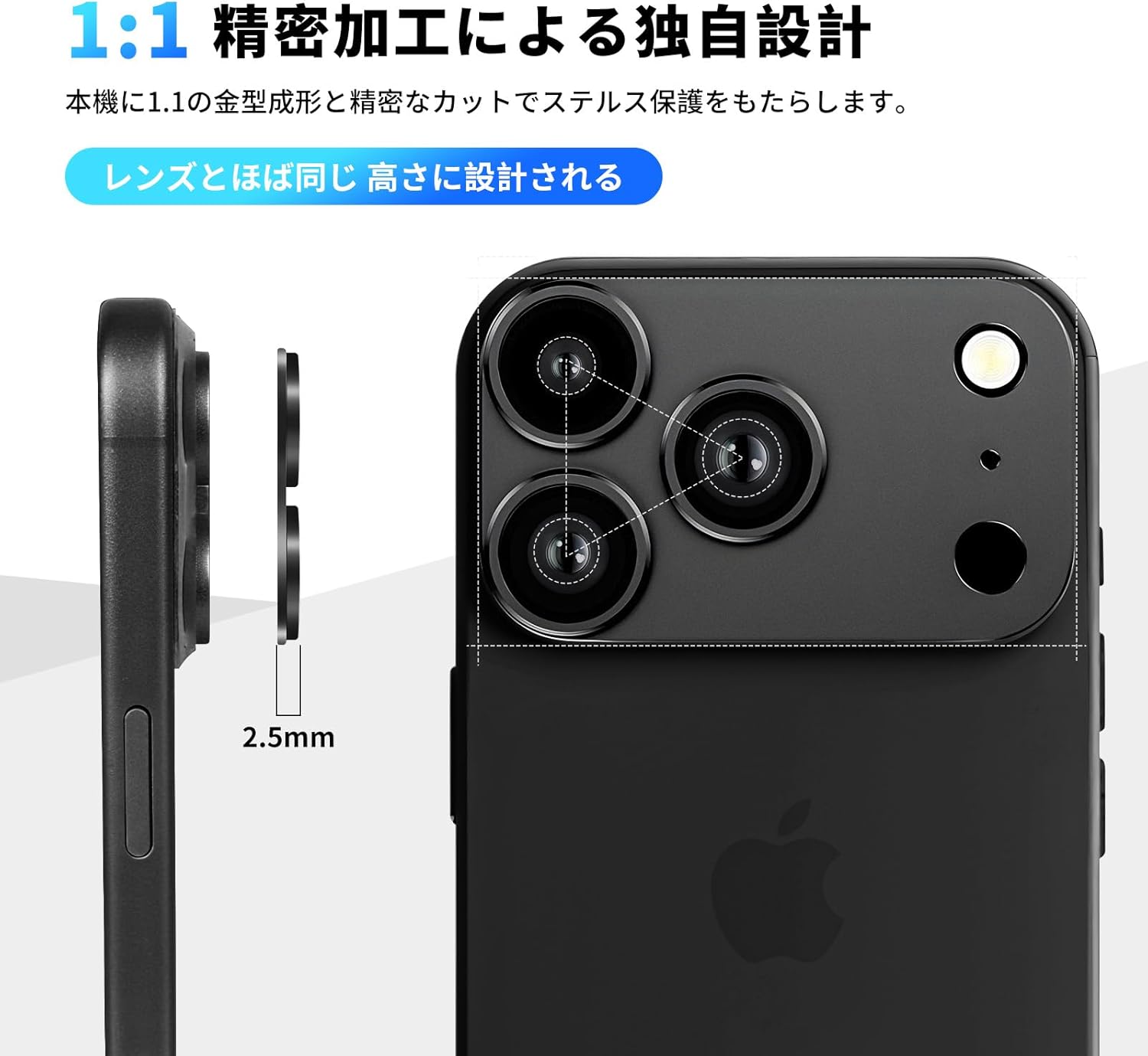 antalink Camera Film for iPhone 17 Pro Max Camera Protective Camera Cover, Aluminum Alloy + 10H Tempered Glass, Full Protection, Integrity, Shockproof, High Transmittance, Black Edge, Overexposure