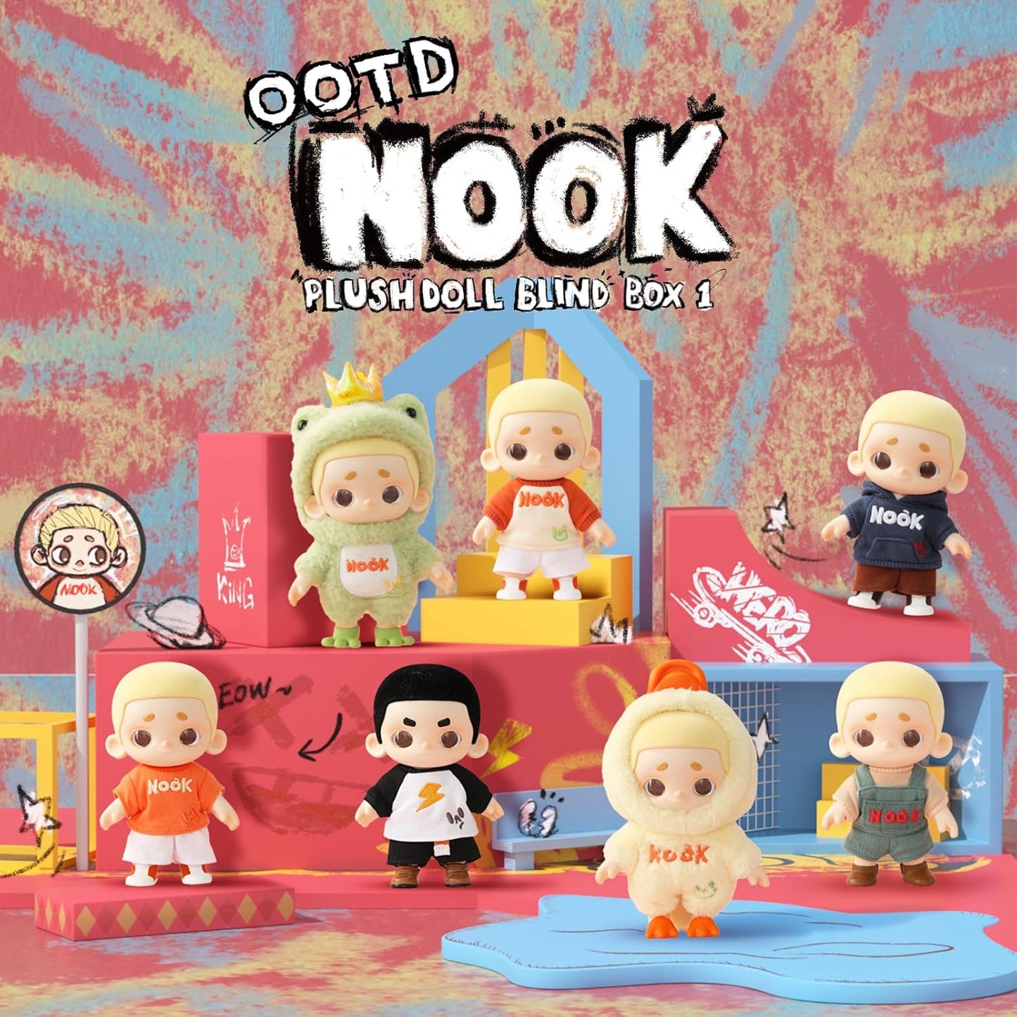 52TOYS BLINDBOX NOOK Plush Toy Blind Box Vol. 1 "OOTD" Vinyl Face Plush, Replaceable Plush Doll Collection Mofu Painted Gacha Soft Vinyl Doll, Collector, Birthday, Christmas Gift (Set of 1)