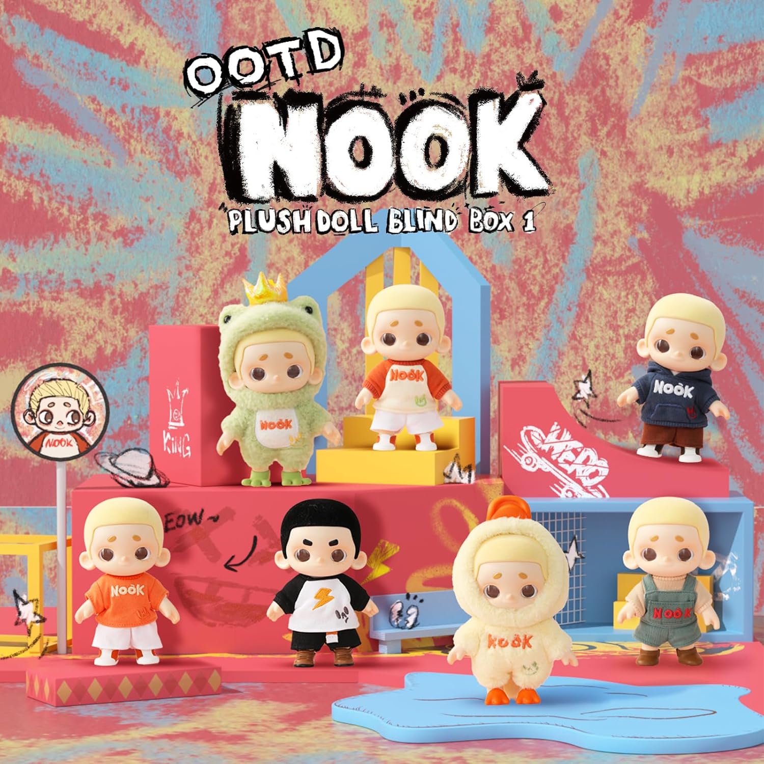 52TOYS BLINDBOX NOOK Plush Toy Blind Box Vol. 1 "OOTD" Vinyl Face Plush, Replaceable Plush Doll Collection Mofu Painted Gacha Soft Vinyl Doll, Collector, Birthday, Christmas Gift (Set of 1)