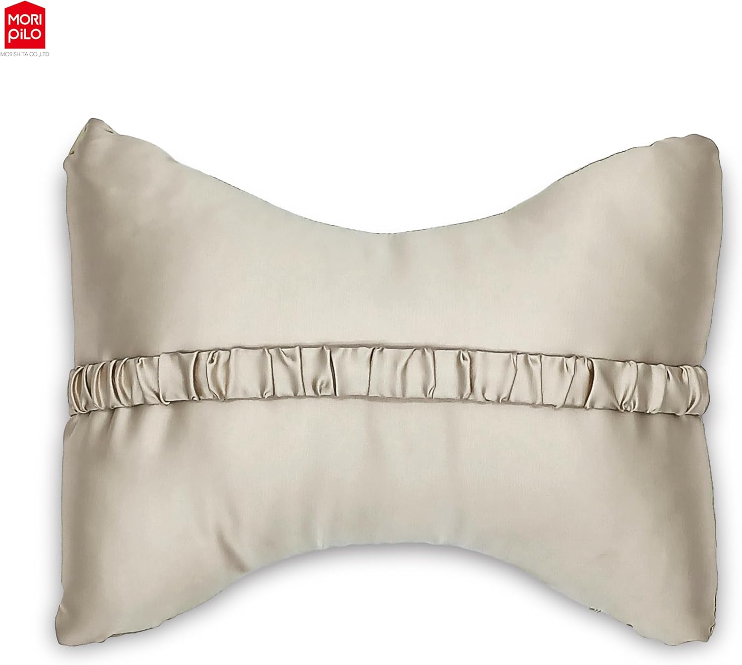MORIPiLO Neck Pillow, Car (100% Silk, Gentle on Skin and Hair), Headrest, Neck Pad, Portable Pillow, Compact, Airplane, Neck Pillow, Fun de SILK Mini Pillow (Gold Beige)