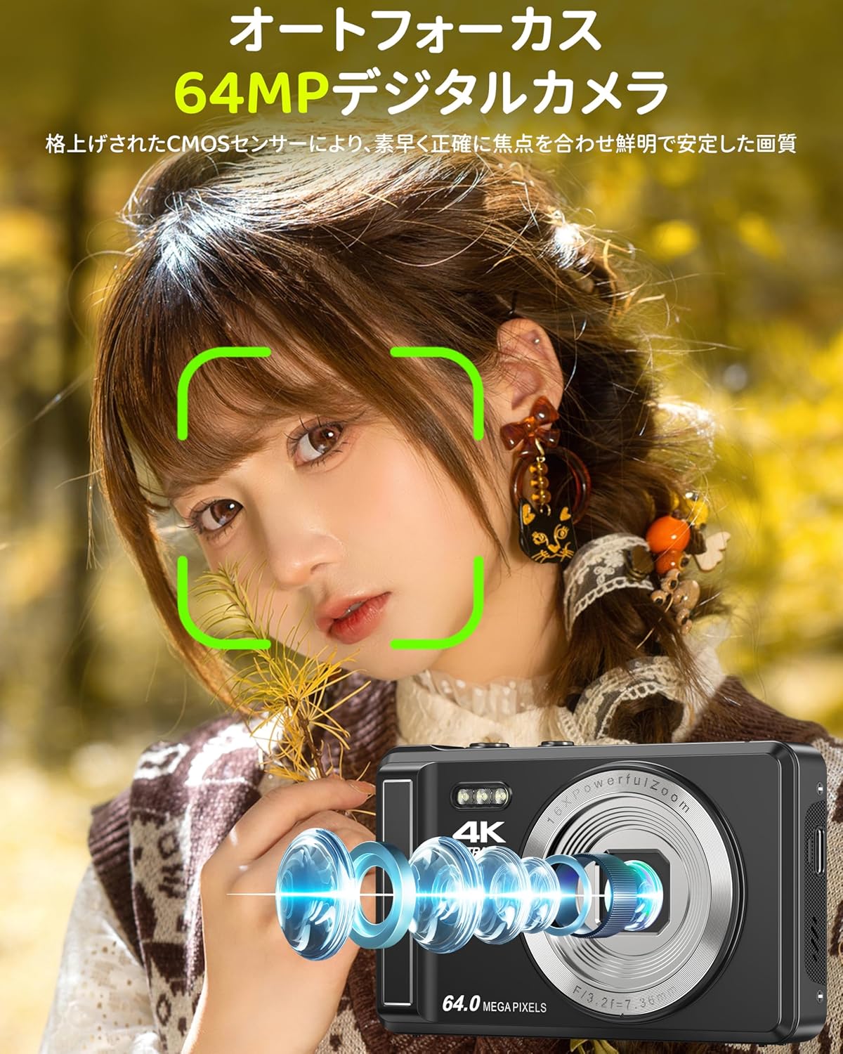 Digital Camera 4K Digital Camera, Compact Camera, 30 FPS 44 MP, YouTube Camera, AF Autofocus