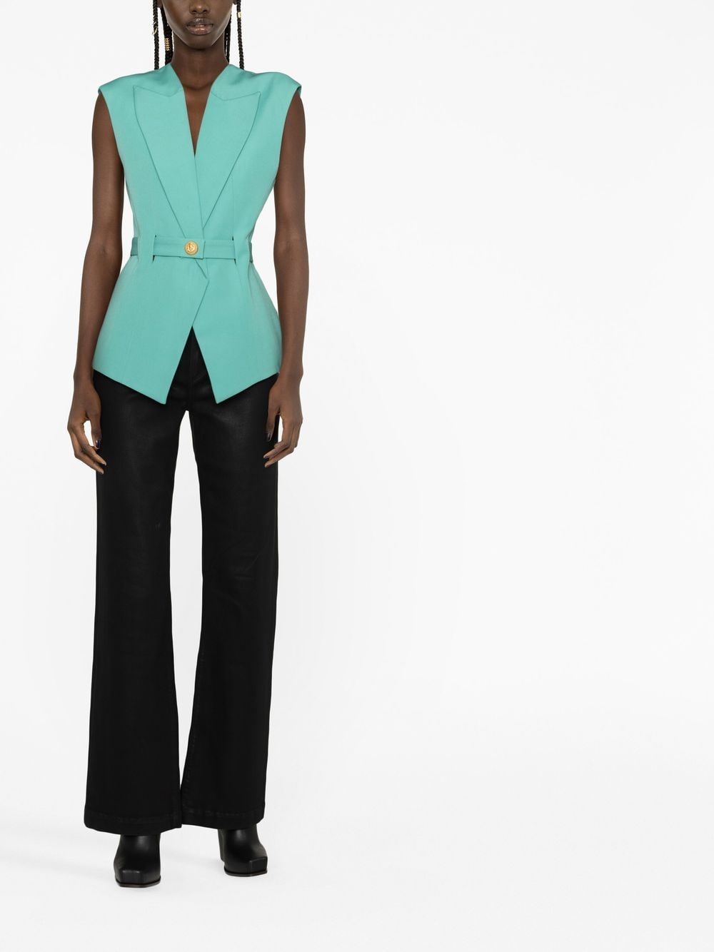 Balmain バルメインノースリーブのベルト付きウールジャケット - Image 2