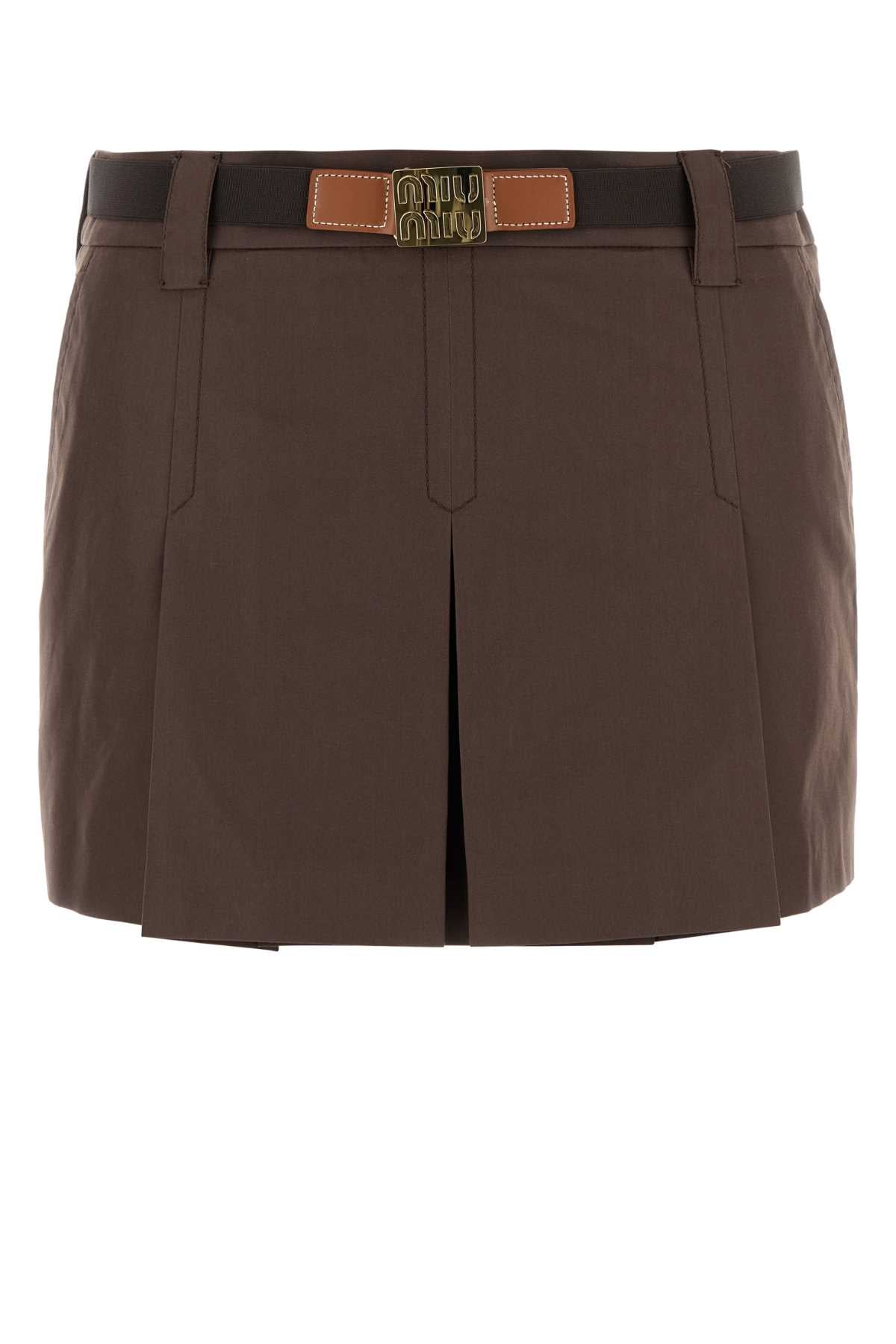 Miu Miu Miu Brown Cotton Blend Mini Skirt - Image 2