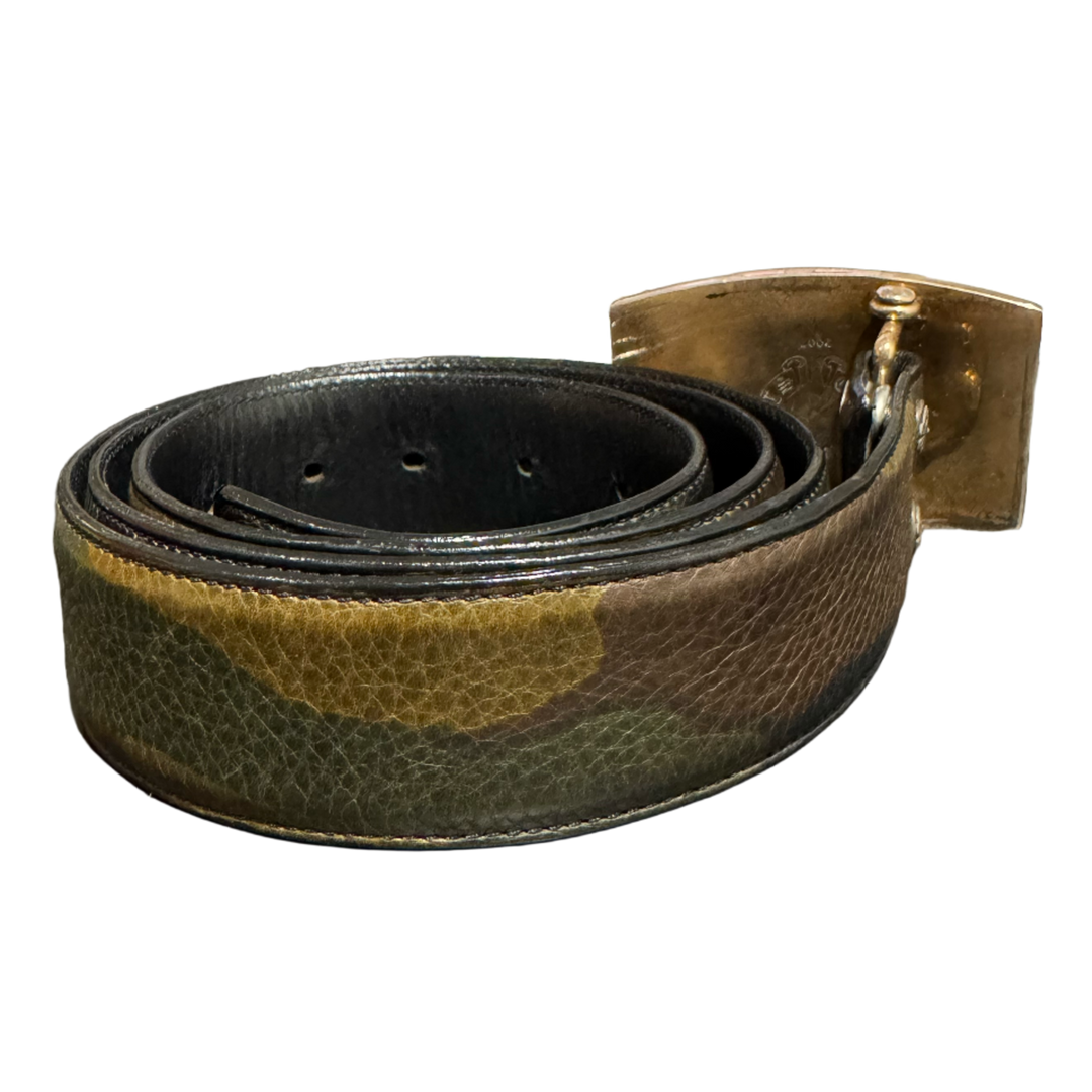 CHROME HEARTS 'FLEUR DE LIS' BRONZE BUCKLE CAMO BELT