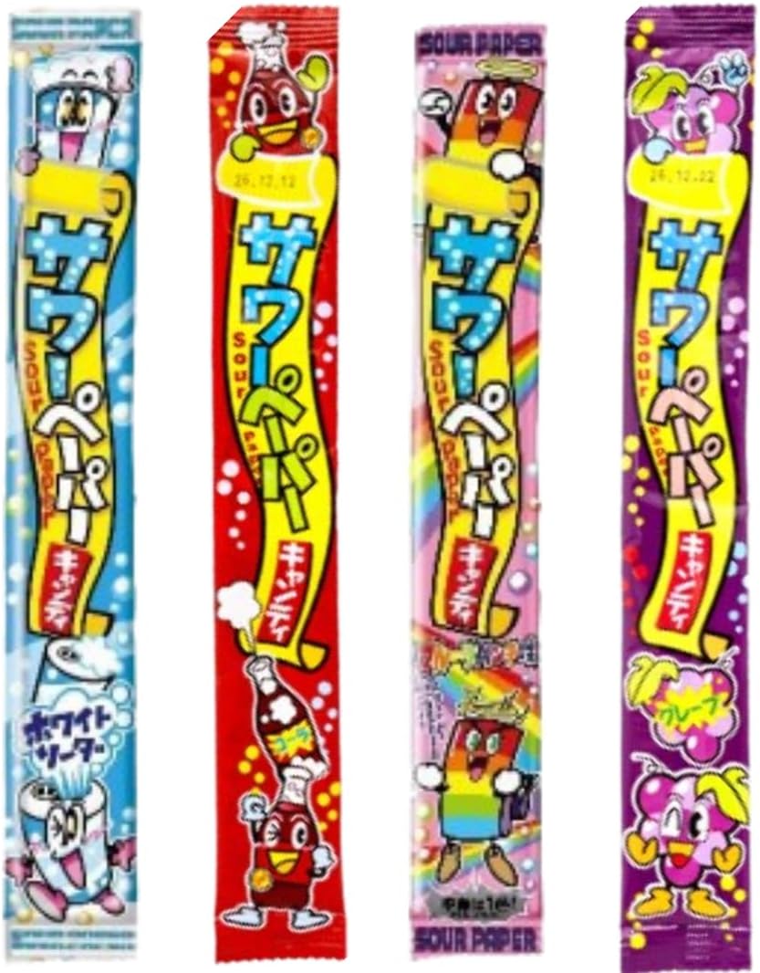 サワーペーパー キャンディ 計144個 1箱36個入り×4種セット フルーツパンチ ホワイトソーダ コーラ グレープ 駄菓子 グミ 詰め合わせ ソフトキャンディ ステッカーセット