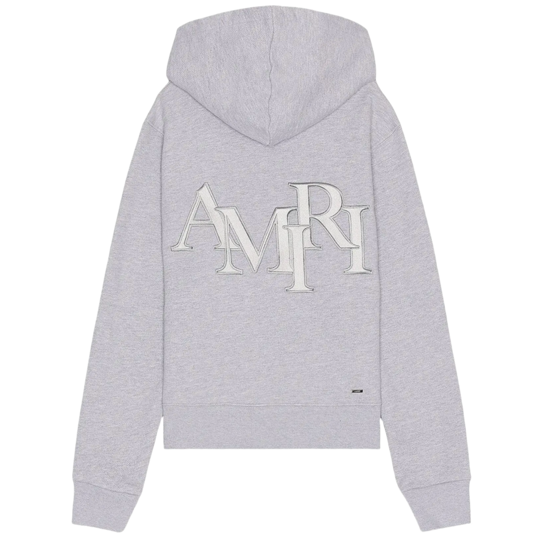 AMIRI 'STAGGERED LOGO' HEATHER GREY HOODIE