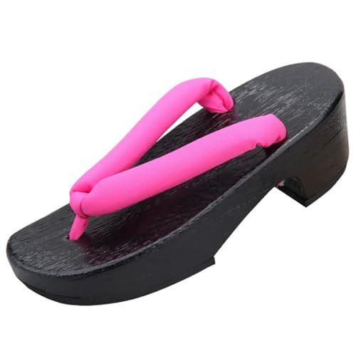 [FANGLI] FL1131 Geta Geta, 2.0 inches (5 cm) Thick Sole, Women's, Non-Painful, Yakitau, Black Stand, Plain Thong, Yukata, Geta Clogs, Women's, Stylish Clogs, Japanese Clothes, Accessories, Fireworks