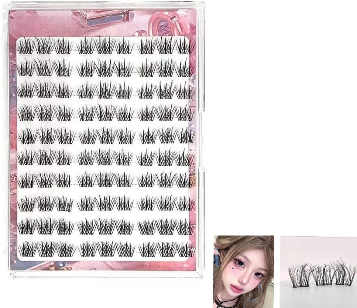 100 False Eyelashes, Large Capacity, For Partial Eyelashes, Natural, Part False Eyelashes, 0.3 - 0.4 inches (8 - 11 mm), Bunched, Natural, Handmade False Eyelashes