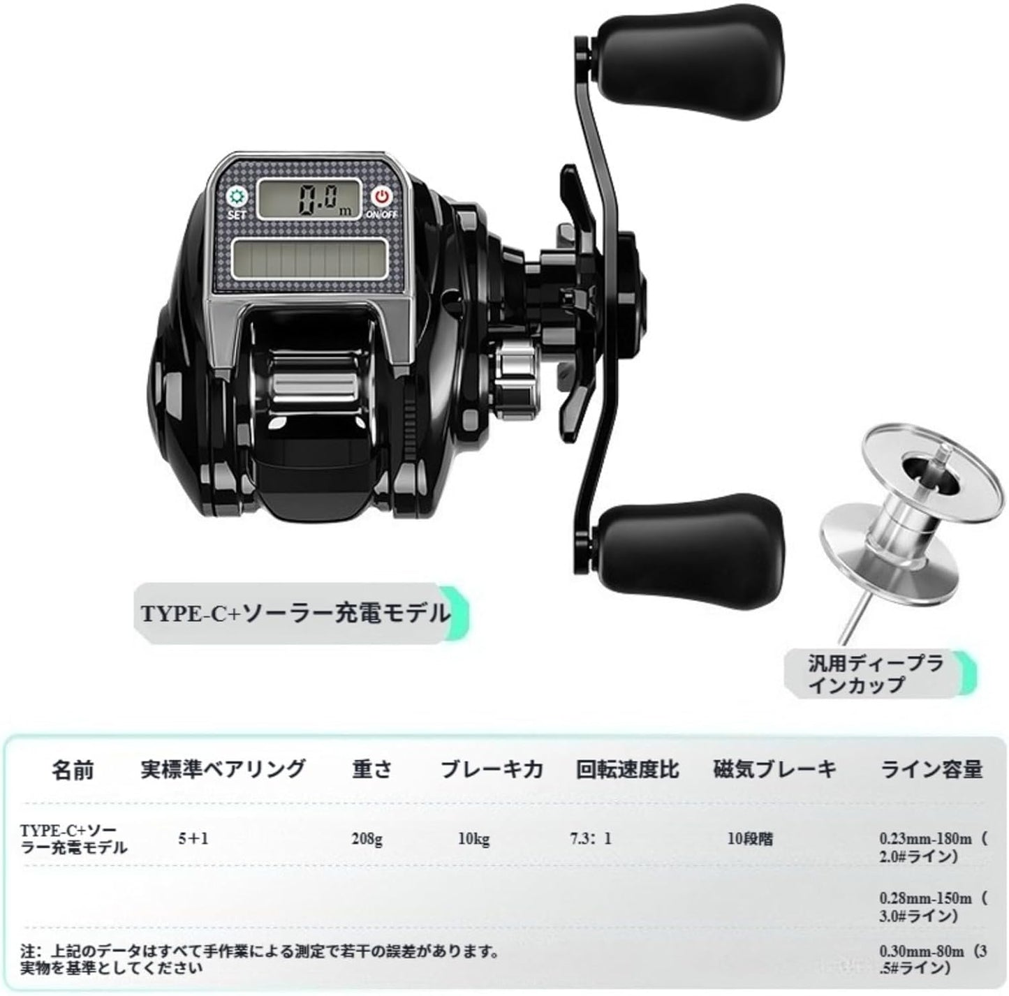 Bait Fishing Reel, USB and Solar Powered, Accurate Line Counter, Bite Alarm Function, 10 Speed Strong Magnetic Brake, Perfect for Wild Fishing and Saltwater Fishing Long Range Raft Fishing