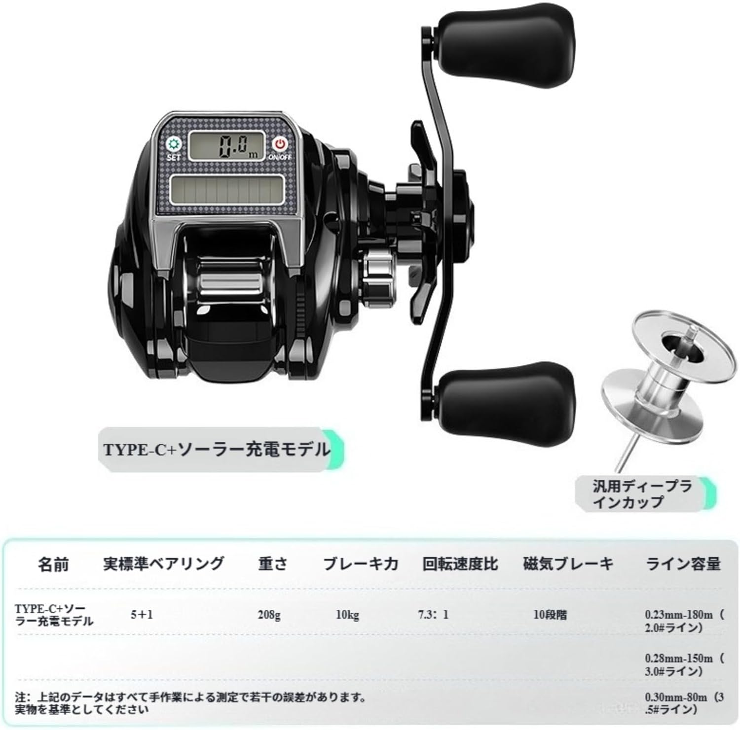 Bait Fishing Reel, USB and Solar Powered, Accurate Line Counter, Bite Alarm Function, 10 Speed Strong Magnetic Brake, Perfect for Wild Fishing and Saltwater Fishing Long Range Raft Fishing