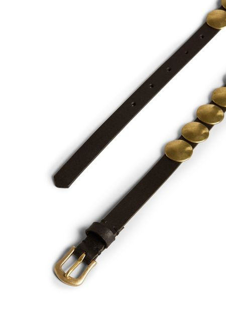 GOLDEN GOOSE Black Trinidad belt in washed leather with gold studs - Image 2