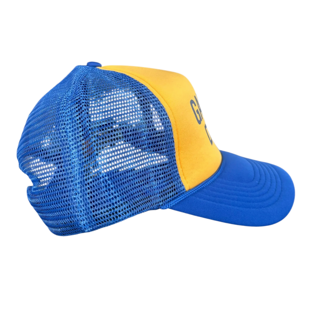 GALLERY DEPT 'YELLOW/BLUE' LOGO TRUCKER HAT