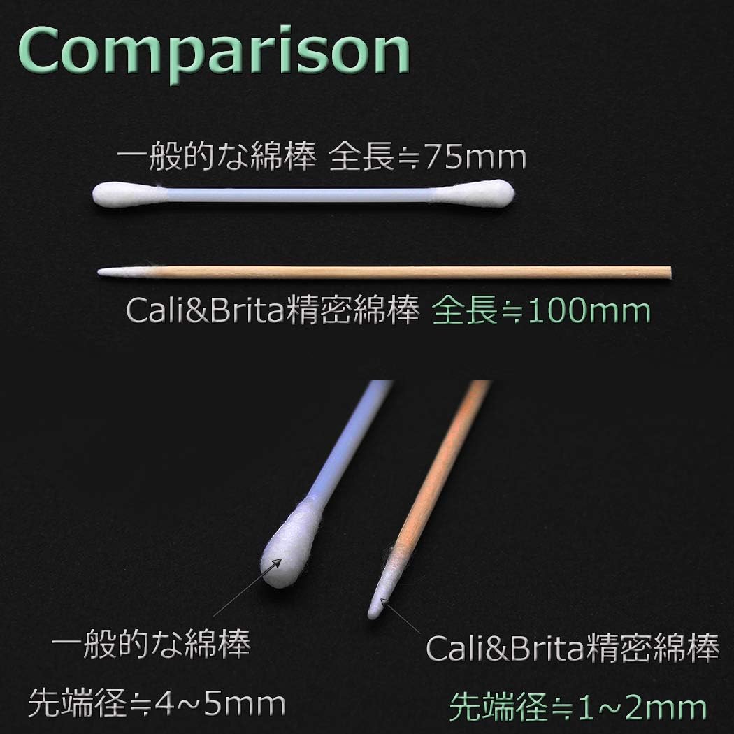 Cali&Brita Precision Cotton Swabs, 3.9 inches (100 mm), Set of 200, Ultra Fine Cotton Swabs, Plastic Model, Gunpla, Figure, Large Capacity, Smear, Weathering, Nail Care