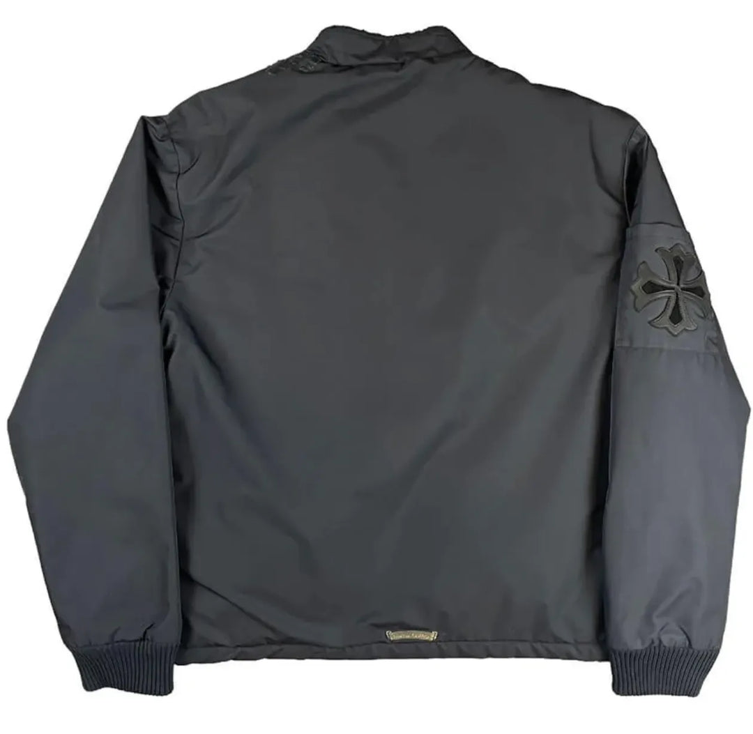CHROME HEARTS 'COBRA' NYLON RACING LEATHER CROSS PATCH JACKET
