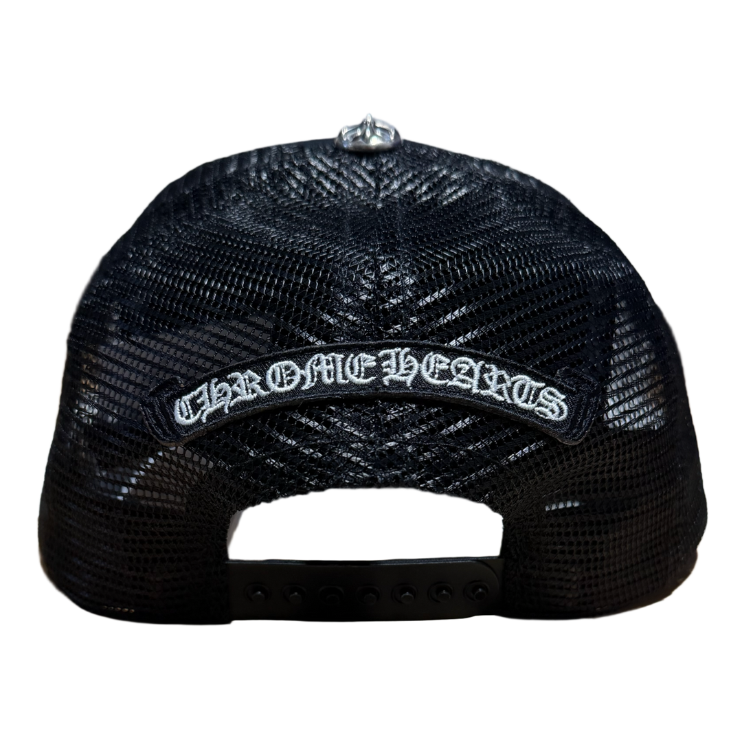 CHROME HEARTS 'ST. BARTH' ORANGE CROSS PATCH CEMETERY TRUCKER HAT