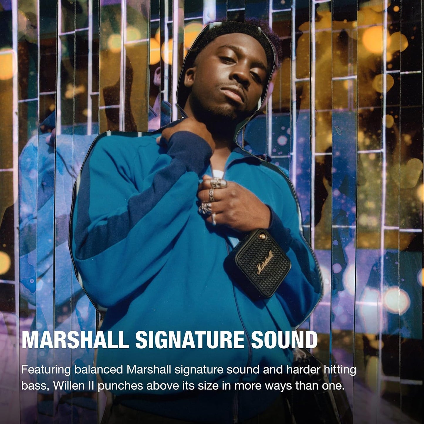 Marshall Wireless Portable Waterproof Speaker Willen II Black & Brass Continuous Playback 17 Hours/IP67 Waterproof/Ultra Compact/Fast Charging [Domestic Genuine Product]