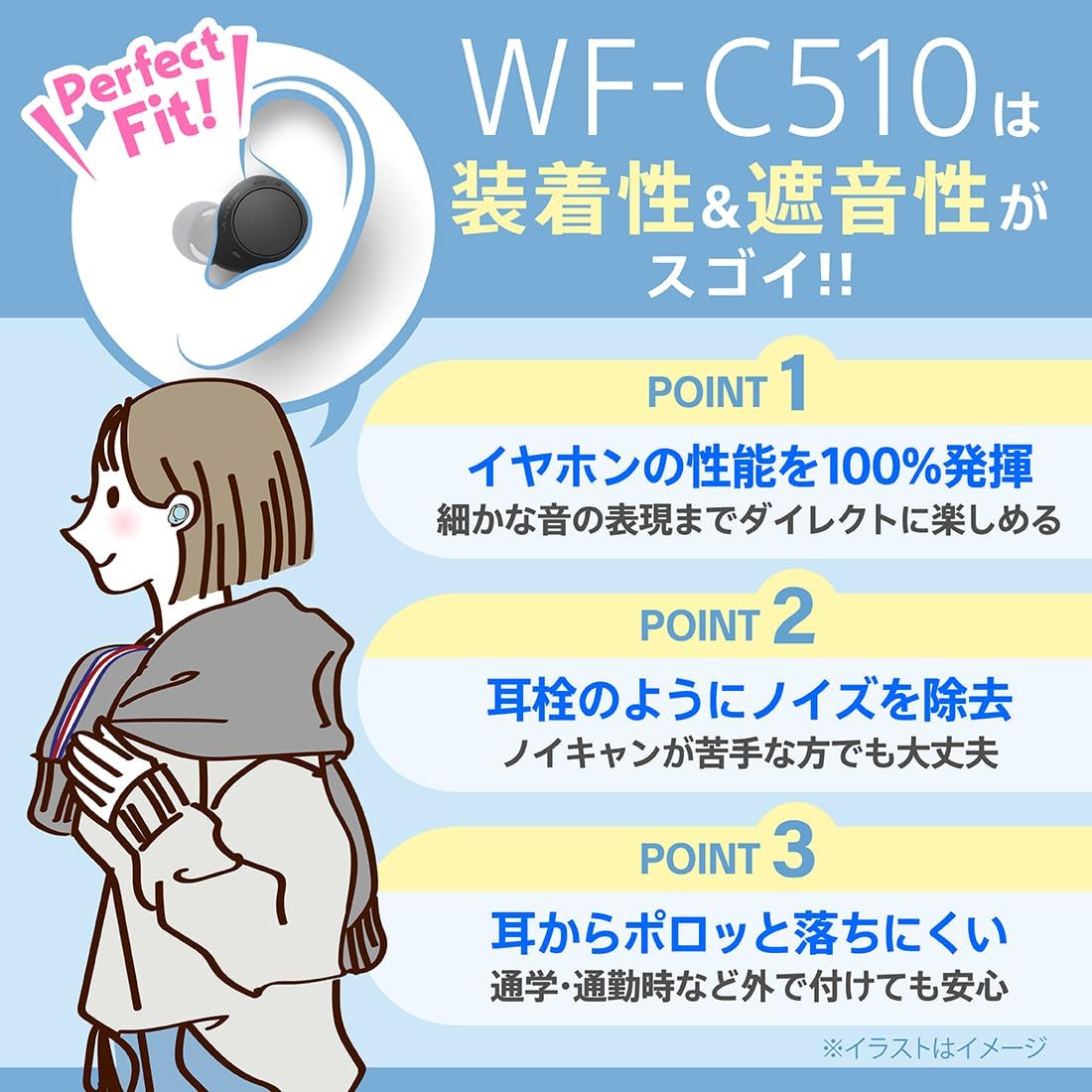 Sony WF-C510 Fully Wireless Earbuds, Lightweight, Small 0.1 oz (4.6 g), High Precision Call Quality, Supports External Sound Capture, Multi-Point Support, IPX4 Splashproof Performance, Yellow/WF-C510