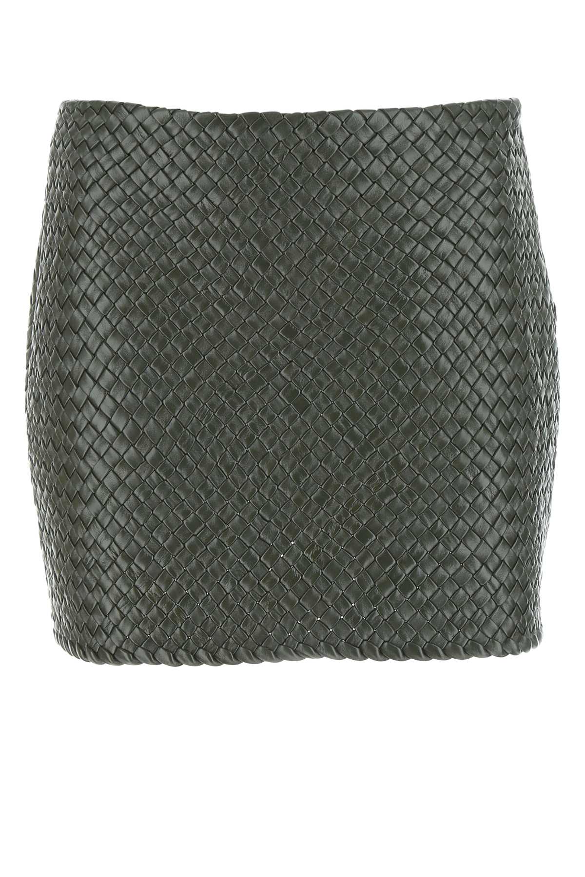 Bottega Veneta ボッテガベネタアーミーグリーンレザーミニスカート - Image 2
