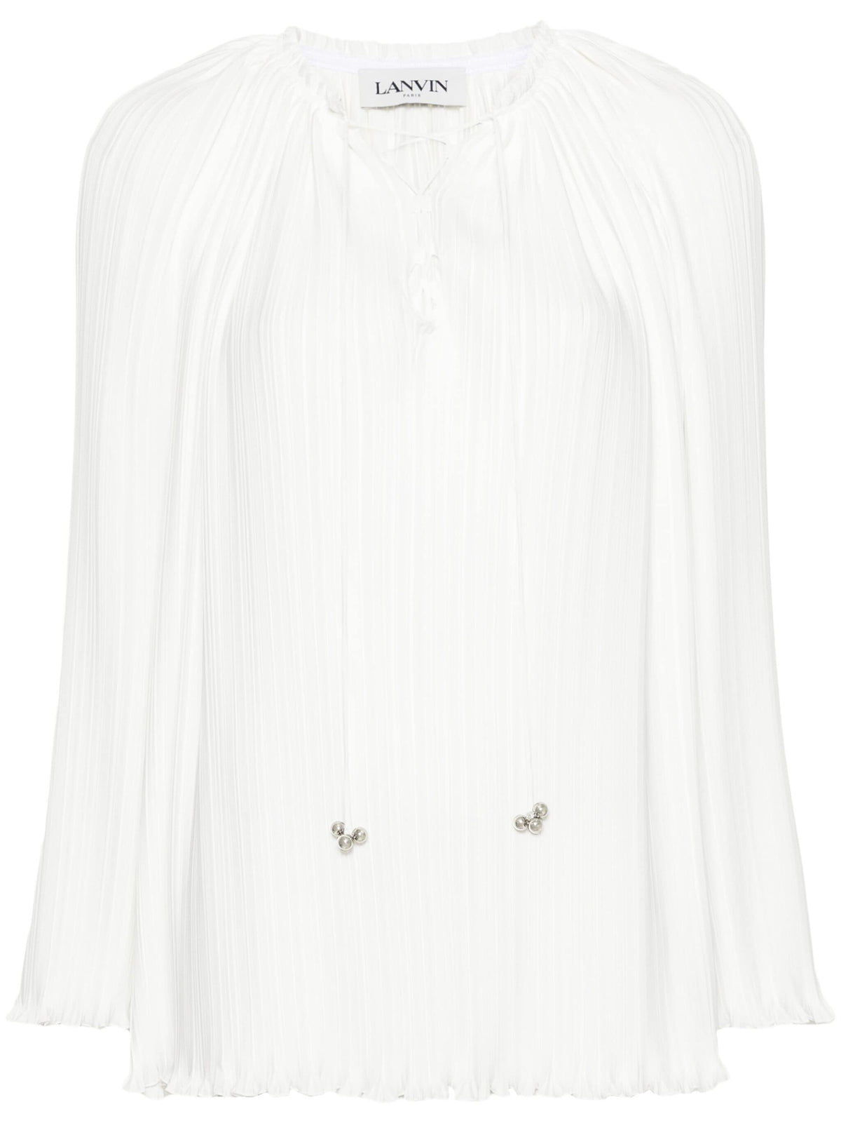 Lanvin ランバン長袖プリーツブラウス開いた首 - Image 2