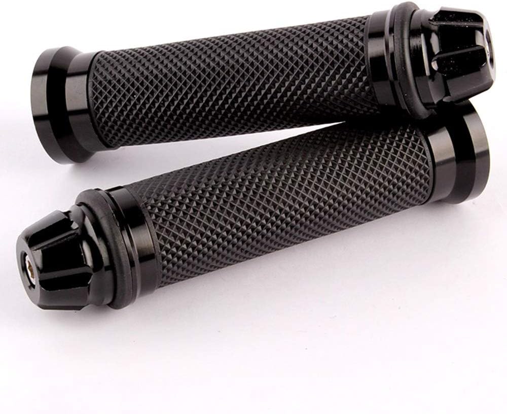 Evomosa Motorcycle Grips, Universal Motorcycle Grips, Aluminum Handlebar Ends 0.9 inches (22.2 mm), CNC Hand Grip, Left and Right Set, Black