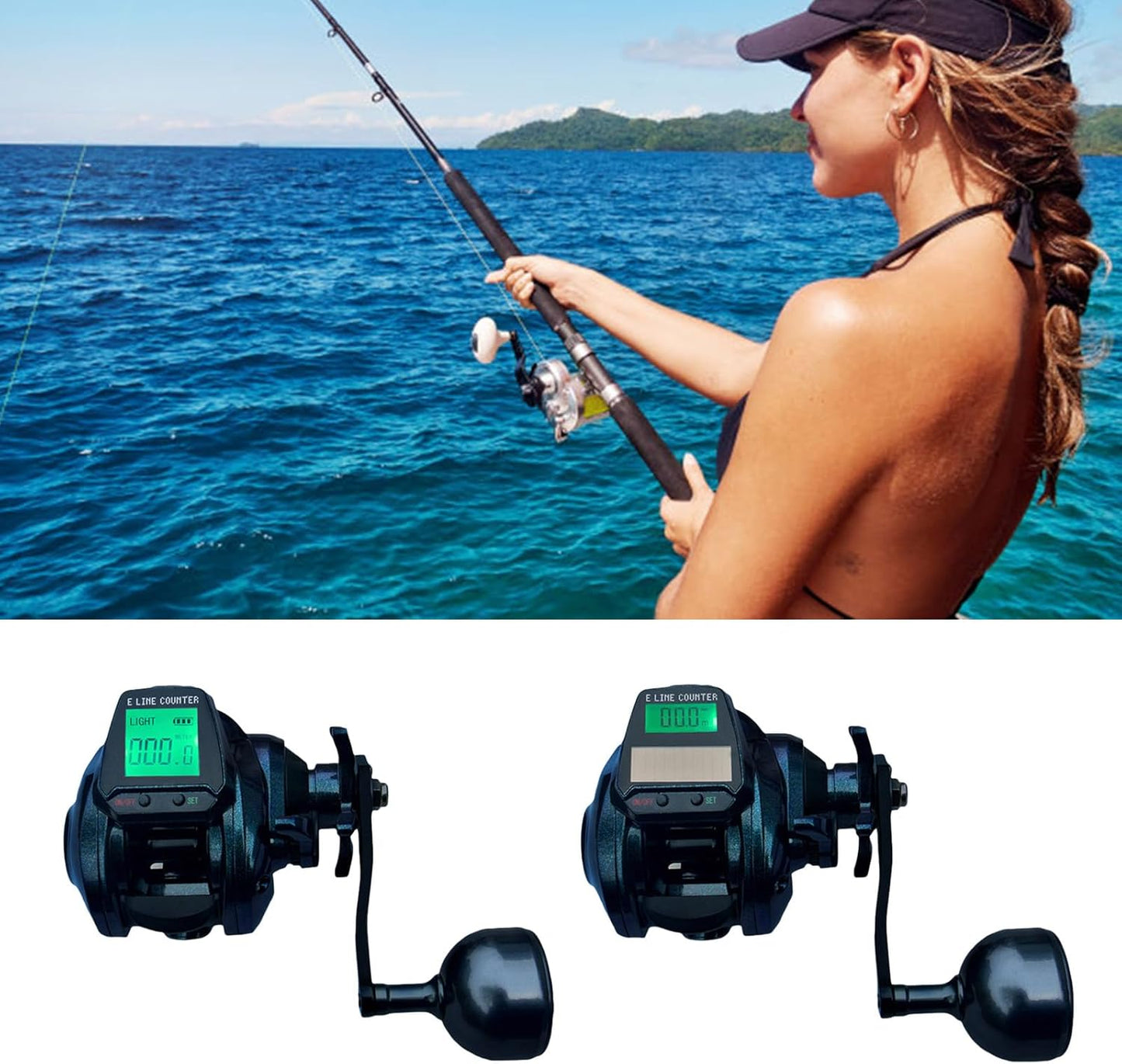 Electronic Fishing Reel LED Screen Fishing Reel Replaceable Fast Lightweight Casting Wheel 7.2:1 Gear Ratio 8kg