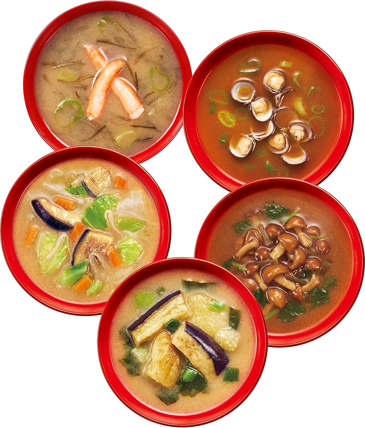 Amano Foods Asahi Group Foods Usual Miso Soup Luxury 5 Meals Variety Set 2 Bags 1.9 oz (53.1 g) x 2 Bags