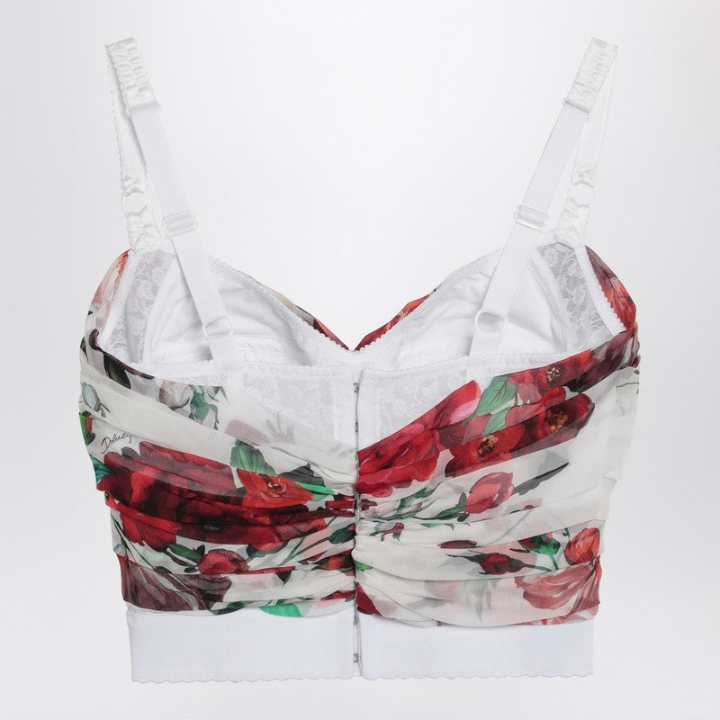 Dolce  Gabbana Dolce＆Gabbana Bustier Top In MarquisetteとChiffon With Rose Print - Image 2