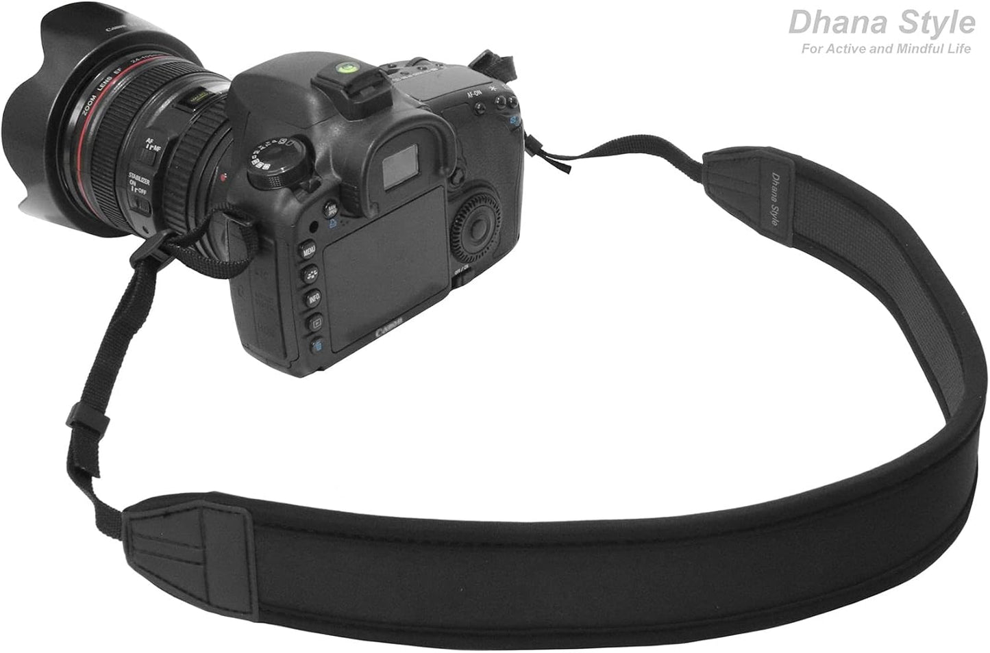 カメラ ネック ストラップ 一眼レフ ・ ミラーレス・ コンパクト カメラ用 クッション性 ネオプレーン 素材 で肩への負担を軽減 シンプル ブラック