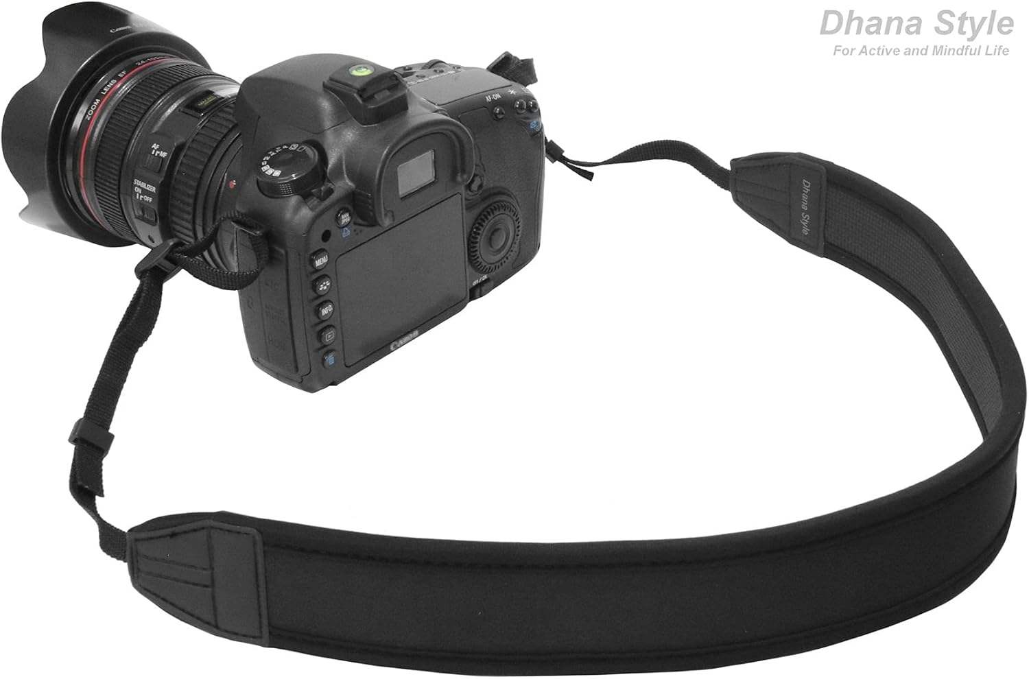 カメラ ネック ストラップ 一眼レフ ・ ミラーレス・ コンパクト カメラ用 クッション性 ネオプレーン 素材 で肩への負担を軽減 シンプル ブラック