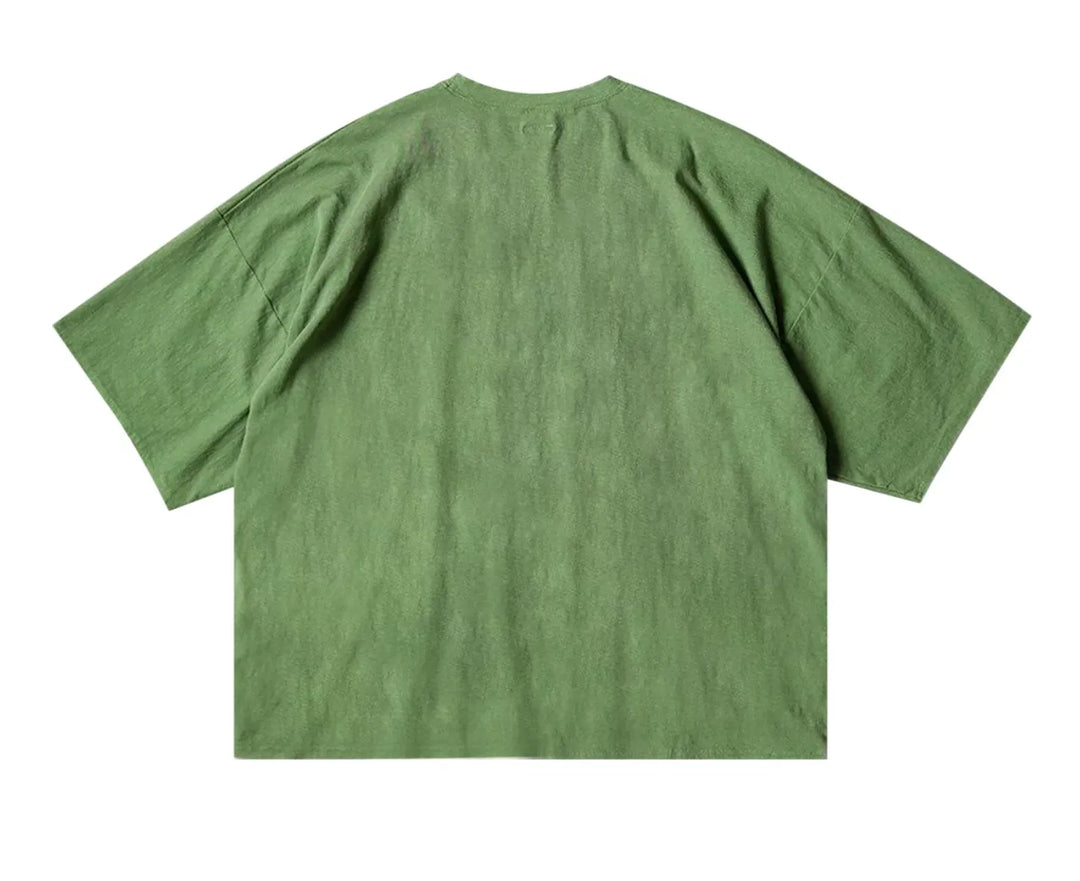 KAPITAL 'DENIM REPAIR' GREEN JERSEY TEE