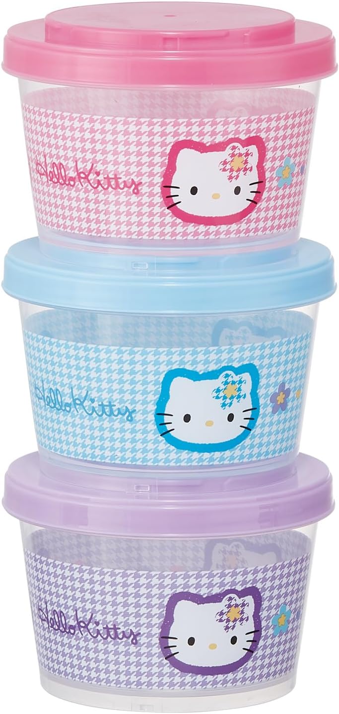 Skater SIJ3-A Sanrio Hello Kitty Khaohana Storage Container, Set of 3, 8.5 fl oz (240 ml), Side Dish, Made in Japan