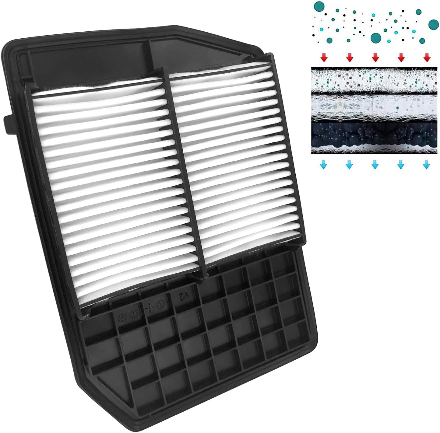 Genuine Part Number 17220-59B-000 Air Filter for Honda Step Wagons (RP1 / RP2 / RP3 / RP4) Air Cleaner, Improves Fuel Economy, Safe for Vehicle Inspection