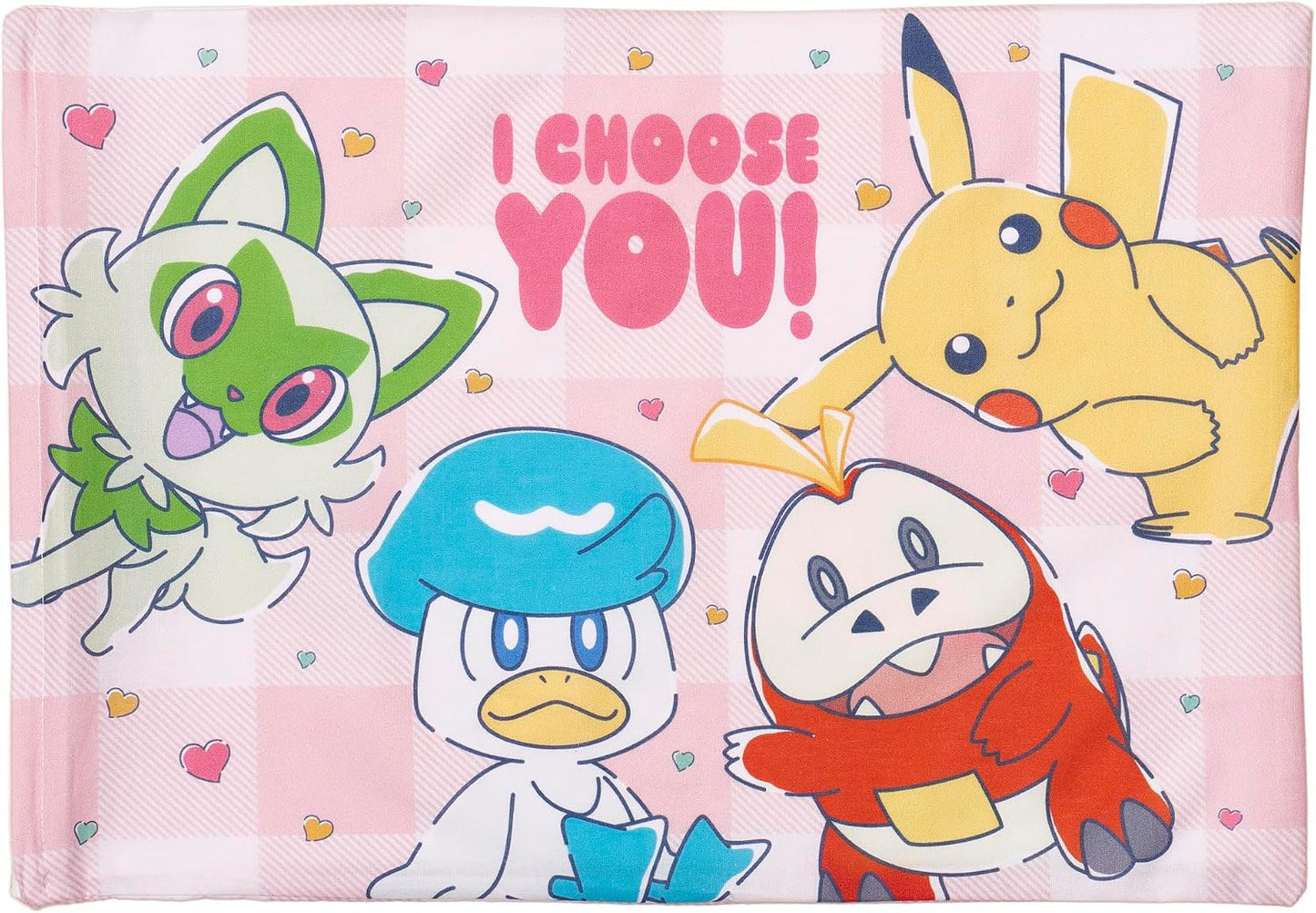 MORiPiLO Kids Pillow, Low Profile, Pokemon Pikachu Heart, Pink, Approximately 11 x 15.4 inches (28 x 39 cm), Skin-friendly 100% Cotton Fabric, Washable, Cover Included, Plush Toy Cushion, Character