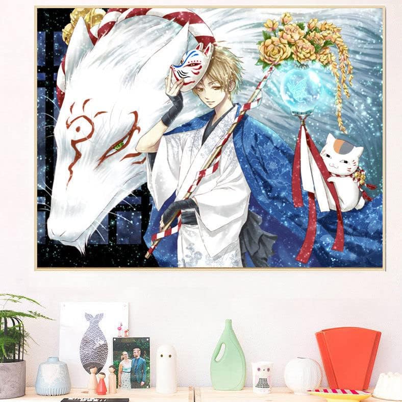 Xmmxqiao Diamond Art, Natsume's Book of Friends Anime, 5D Diamond Art Kit, All Over Application Type, Bead Art, DIY Craft Kit, 20.9 x 15.7 inches (50 x 40 cm)