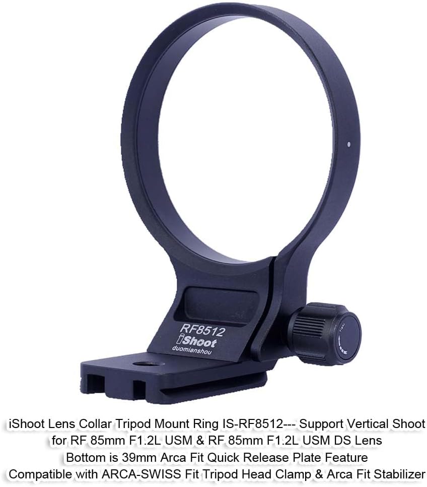 iShoot Camera Lens Ring Tripod Mount, Canon Lens Compatible RF 85mm F1.2L USM & RF 85mm F1.2L USM DS, Lens Support Collar, Lens Bracket Collar, Tripod Socket, Tripod Mount Ring, Support Vertical