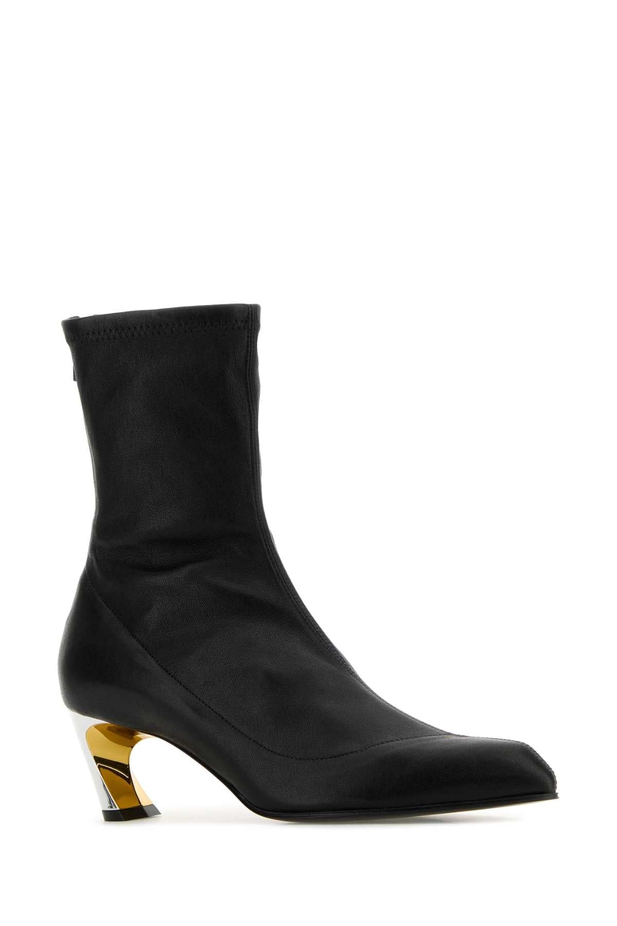 Alexander Mcqueen アレクサンダーマックイーンブラックレザーアルマジロアンクルブーツ - Image 2
