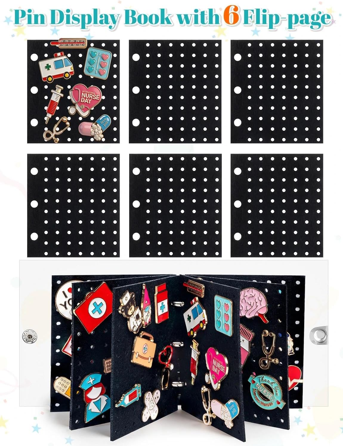 2 unids Mini esmalte Pin Display Book Portable Pin Trading Book Organizador caso | Mini tablero de pines con páginas protectoras, carpeta compacta para mostrar insignias, broches, colecciones de joyas