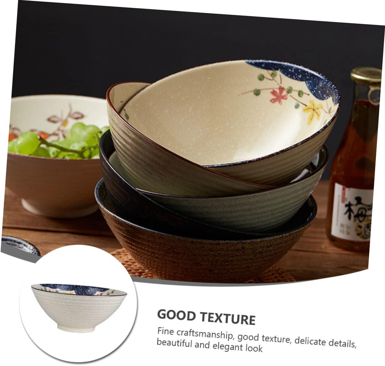 FUNOMOCYA 1pcs Ceramic Ramen Bowl Melamine Ramen Bowl Melamine Noodle Bowl Ceramic Serving Bowl Buckwheat Bowl Instant Ramen Bowl Udon Ceramic Bowl Big Student
