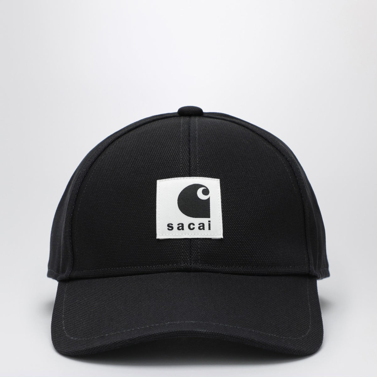 Sacai Sacai X Carhartt ワイプ ブラック ベースボール キャップ ロゴ パッチ付き - Image 2