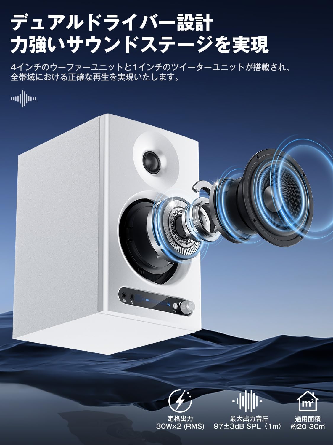 YOPIN Monitor Speaker Bluetooth 5.4 Switchable Between Three Modes (Monitor, Music, Theater) 4-Inch Mid-Bass Speaker 45Hz-20kHz Wide Frequency Range 60W Speaker Bluetooth Fiber Optic/TRS/HDMI/RCA/AUX