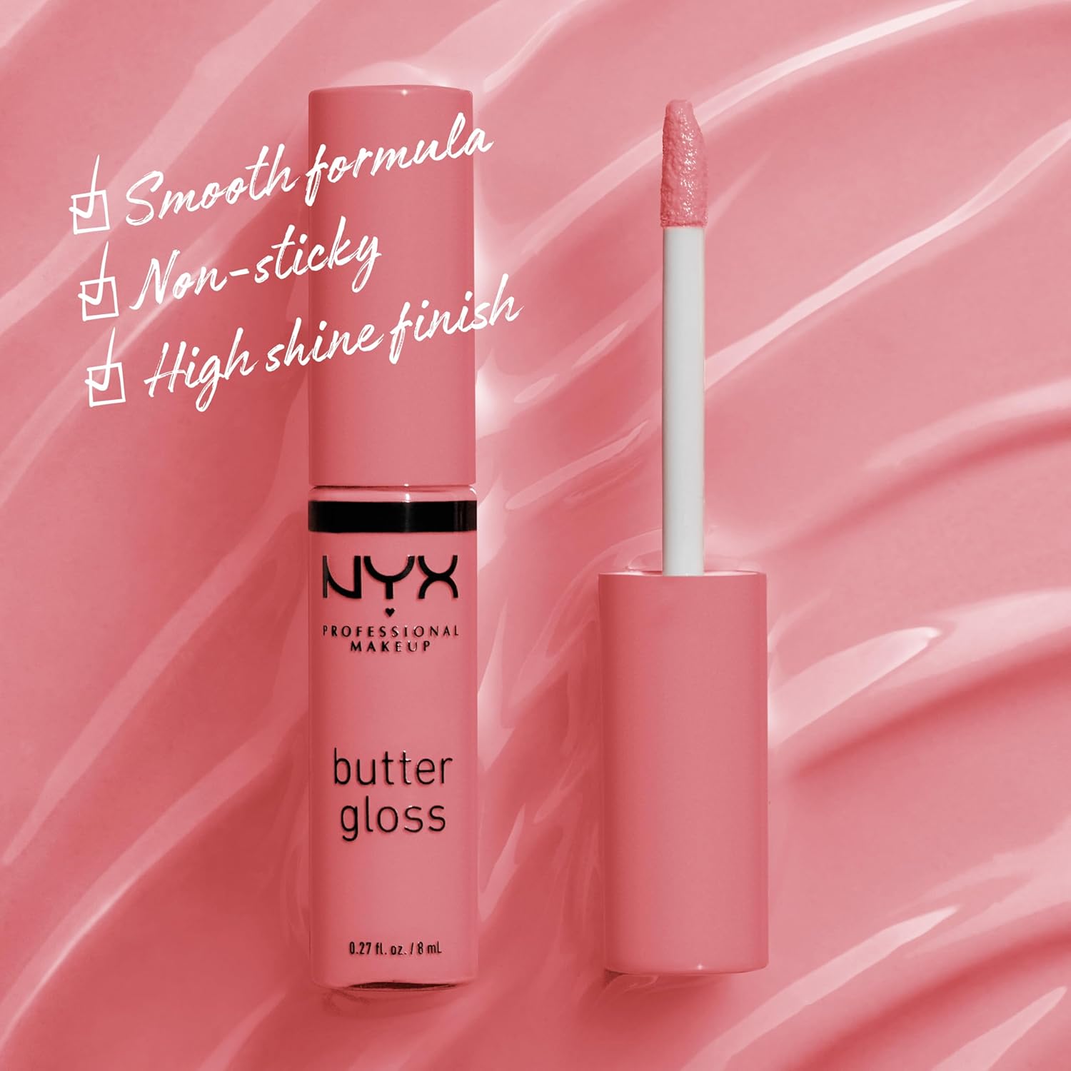 NYX MAQUILLAJE PROFESIONAL Brillo de mantequilla, brillo de labios no pegajoso - Tiramisu (Brown)
