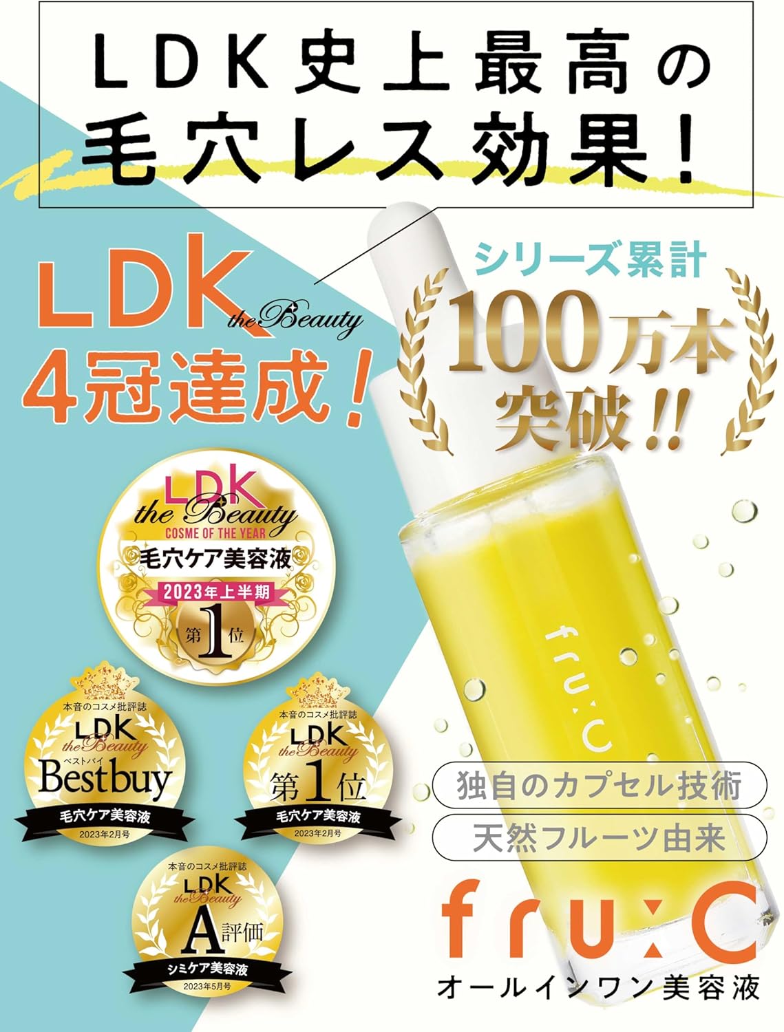 Fru:C Vitamin C Serum, Acquire LDK’S Best Poreless Effect Ever, White C Capsule for Improved Skin Transparency