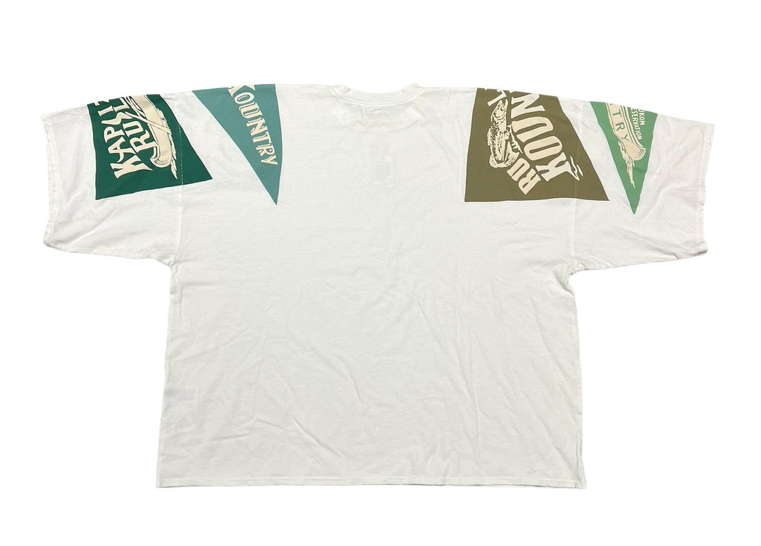 KAPITAL 'KOCHI & ZEPHYROS' KHAKI FLAGS OVERSIZED JERSEY TEE