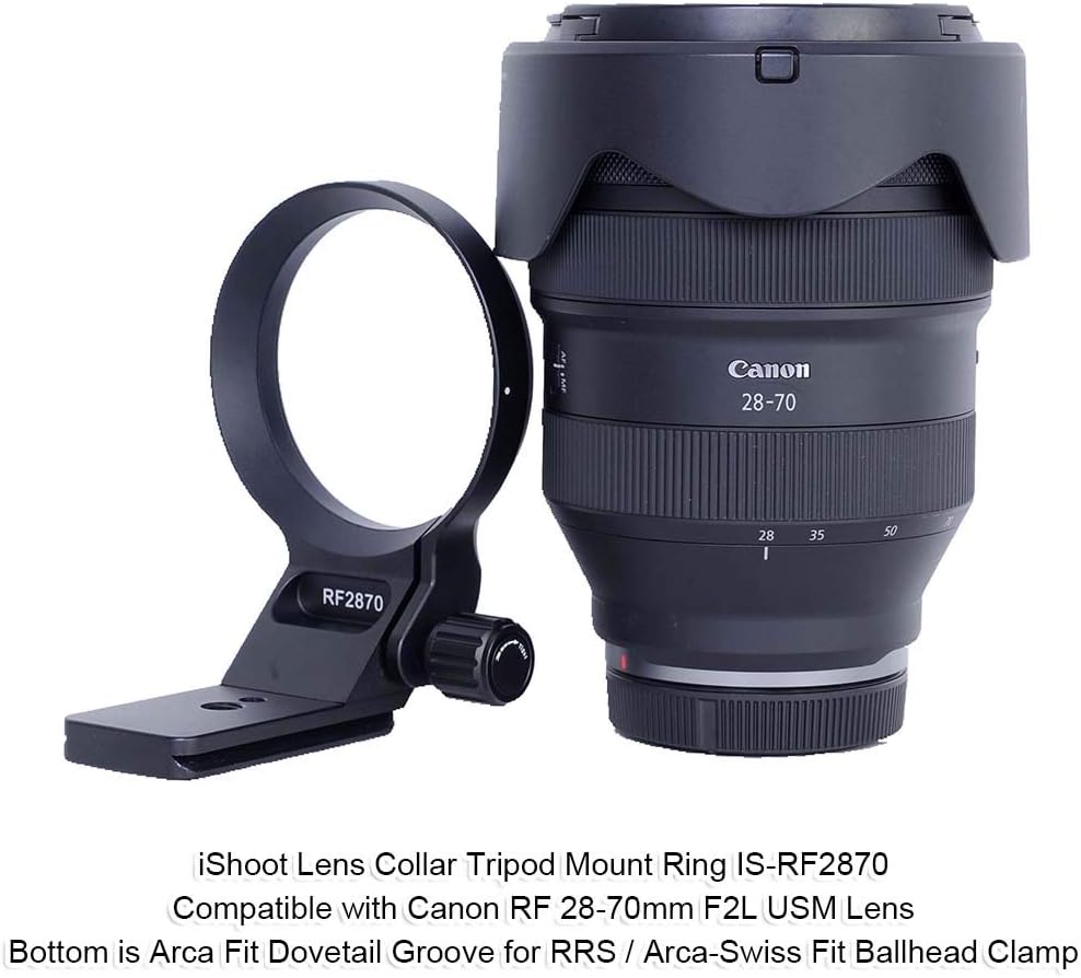 iShoot 74.5mm Metal Camera Ring Tripod Mount Ring, Lens Support Collar, Lens Bracket Collar, Tripod Socket for Canon RF 28-70mm f/2L USM, Bottom Quick Release Plate with 1/4 3/8 Screw Hole, Fits