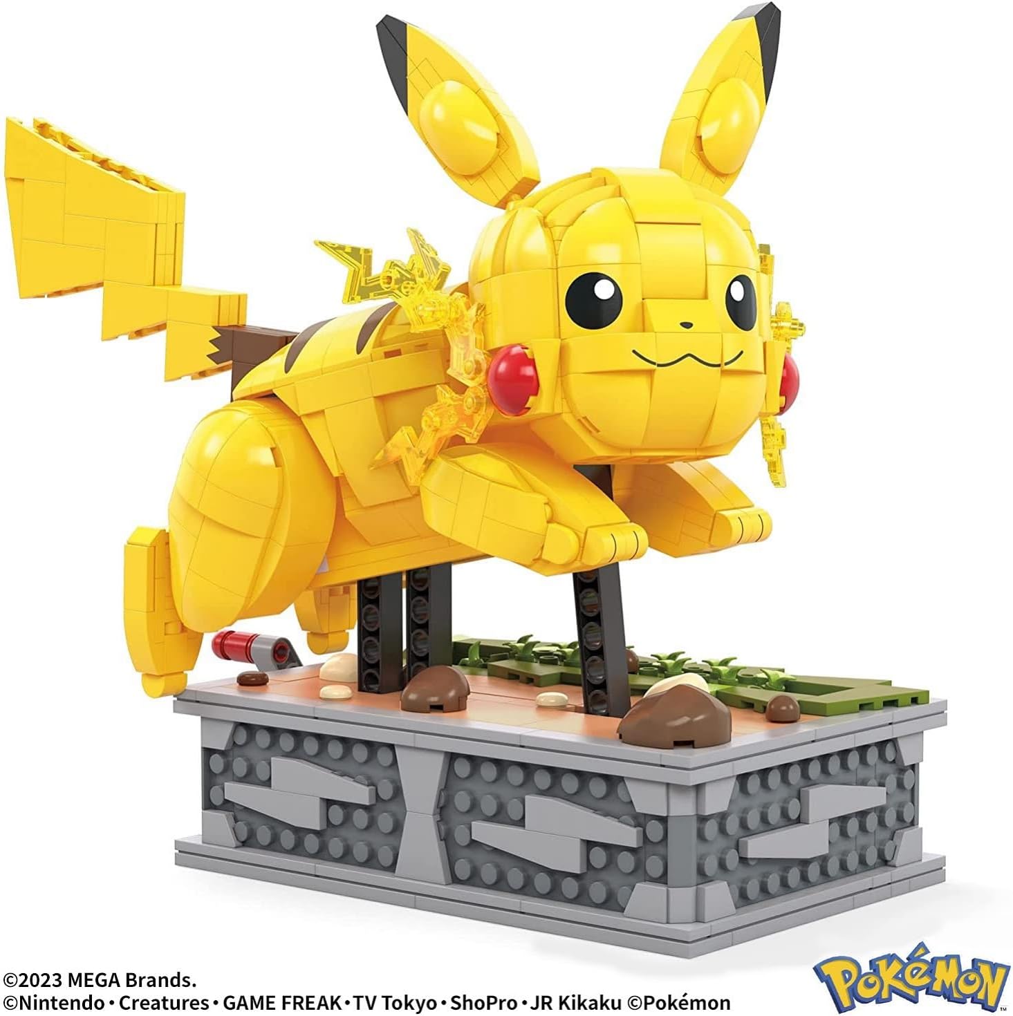 Mega Bloks Pokemon Pikachu Runs! Moving Pikachu Block Set, Number of Pieces: 1095 Pieces, Ages 12 and Up HGC23