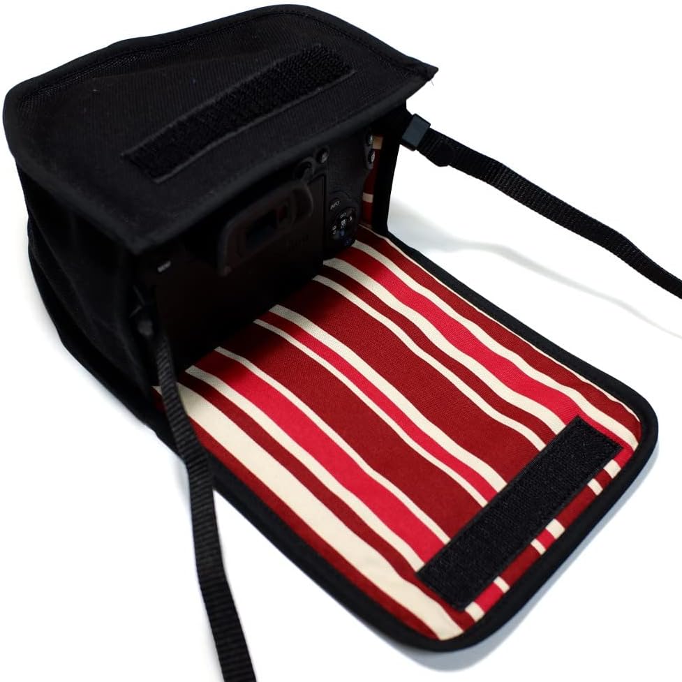 suono Canon EOS R10 Case RF-S18-45 IS STM Lens Handmade in Japan CANON Cover, black bordeaux stripe, Modern