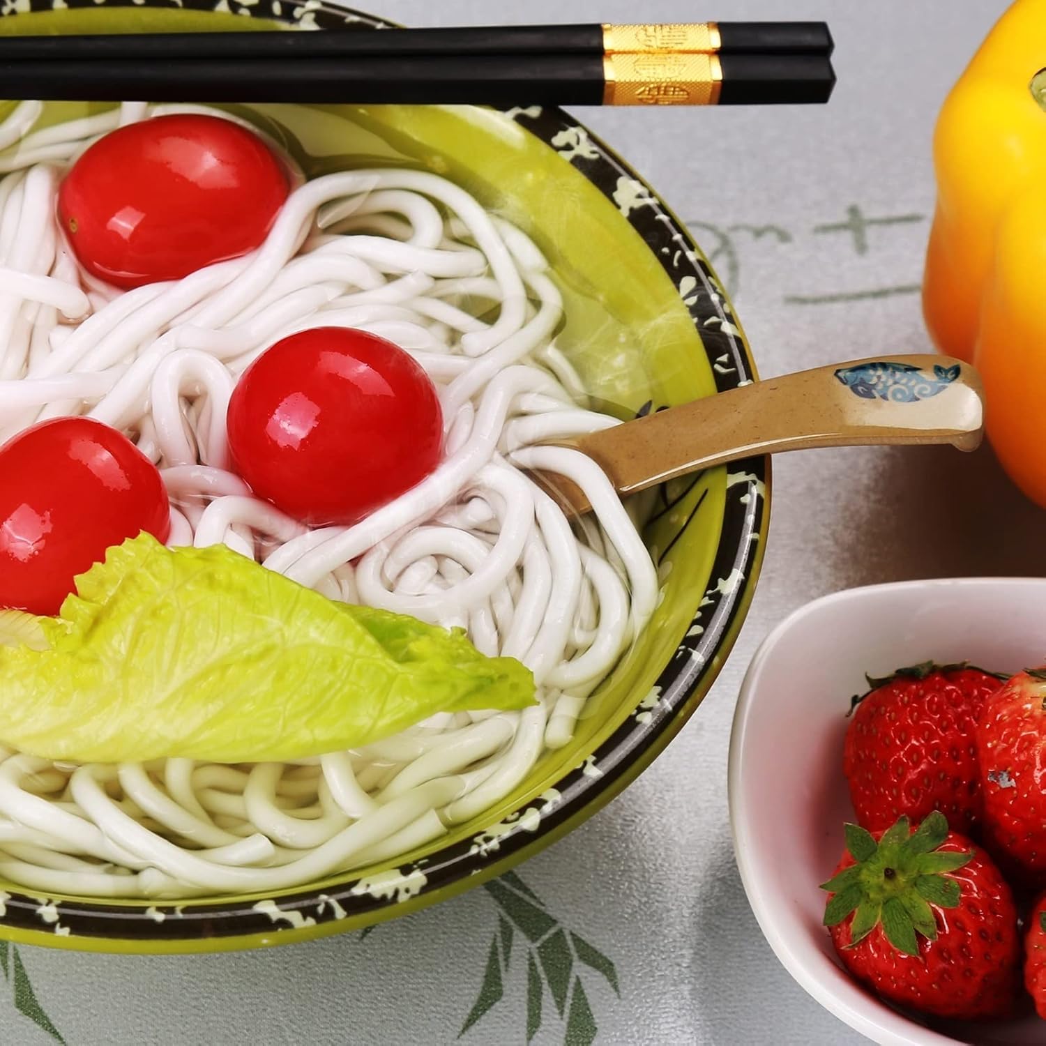 Japanese Ramen Bowl, Instant Ramen Bowl, For Udon, Buckwheat & Soba, Noodles, Breakfast, Melamine Soup Bowl (Color: Black Green, Size: 7.5 inches)
