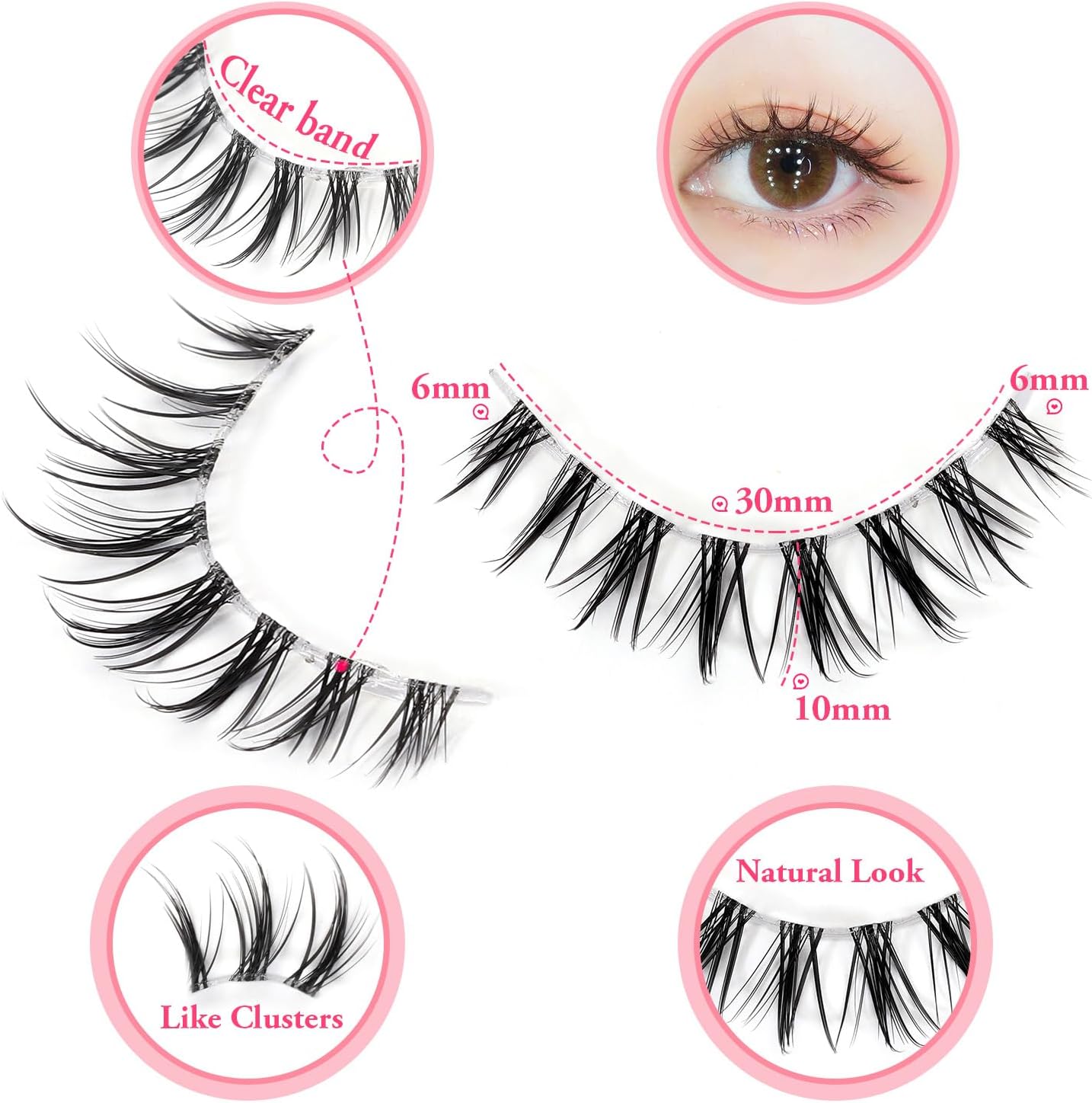 10 Pairs Whispy Lashes 3D Natural False Eyelashes Spiky Fairy Lashes with Clear Band Fake Mink Lashes (Y12)